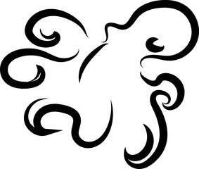 Marine life lMarine life logo collection. Sketchy seafood -  octopus,. Black outline. symbols, logo.