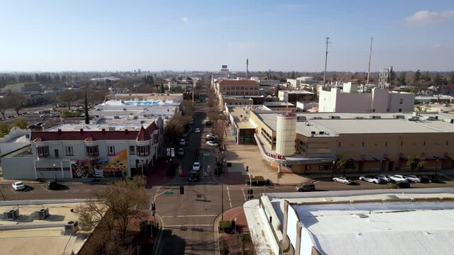 merced california skyline aerial fast push