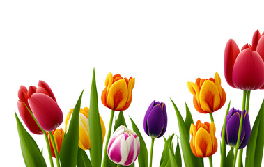 Beautiful tulips on transparent background. ai generated