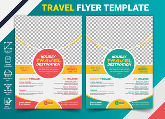 Summer Holiday Travel Flyer template, tour flyer, tourism color, size a4 print ready flyer design template bundle