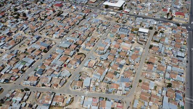 Aerial View Of Nomzamo Township, Somerset West, Cape Town, South Africa