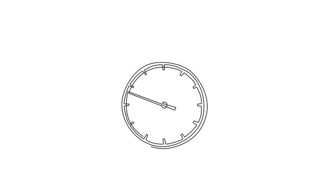 Animated self drawing of single continuous line draw stopwatch, special watch to start, stop, measure. Sport and competition equipment. Timer return arrow icon logo. Full length one line animation