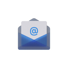 Email envelope glass icon 3d render isolated