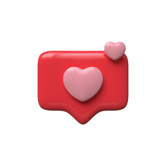 Like notification icon 3d render isolated