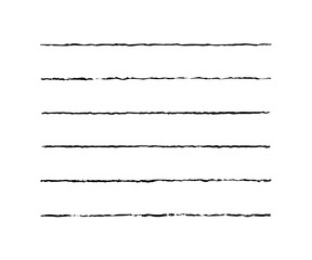 Fototapeta Line underline. Set strike lines black color isolated on white background. Pen stripe brush strokes. Patch pencil strips. Marker collection design. Grunge sketch thin long texture. Vector illustration obraz