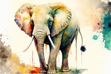 Colorful painting of a elephant with creative abstract. Generative AI
