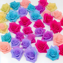 crystal roses in colorful display
