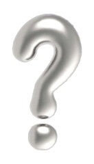 Question mark symbol metallic inflated font isolated