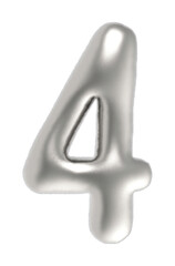 number 4 metallic inflated font isolated