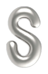 Naklejka premium Letter S uppercase metallic inflated font isolated