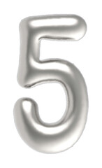 number 5 metallic inflated font isolated