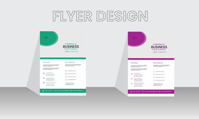 Corporate creative colorful business flyer design with blue color ribbon decoration and place for the photo. Suitable for social media, websites, Corporate ,healthcare and medical cover and back page 