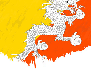 Grunge-style flag of Bhutan.