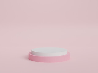 pink and white podiums on pink backdrop show product 