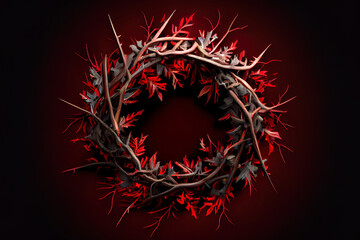Crown of thorns with a red