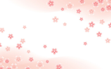 グラデーションのピンクの背景に桜吹雪