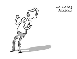 Anxious funny illustration 