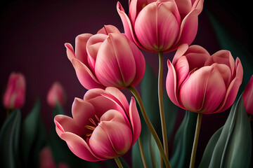 Fototapeta premium Pink tulips floral background