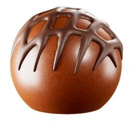 Delicious chocolate filled truffle. Isolated background. Praline chocolate 3d illustration
