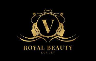 letter V royal beauty crest logo design element