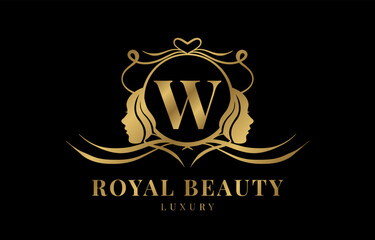 letter W royal beauty crest logo design element