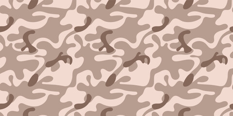 Camouflage seamless pattern. An ideal military background for camouflage in the desert. Khaki color texture, military army design