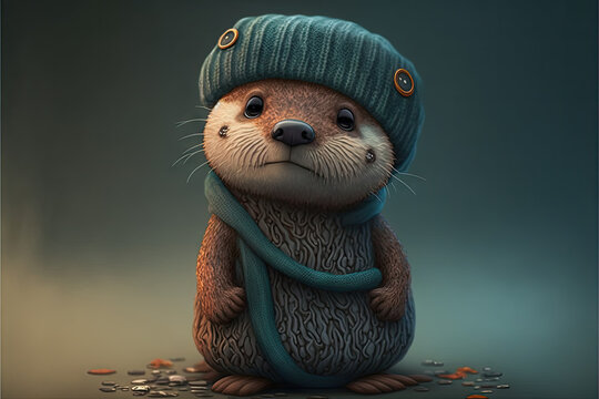 A Cute Otter Character Created With Generative AI