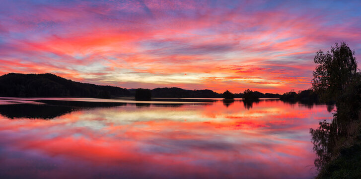 Panoramic view of sunset on Seehamer See - Powered by Adobe