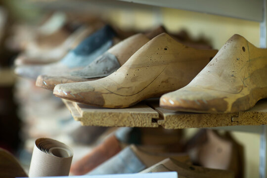 Close-up of wooden shoe stretchers, Freiburg im Breisgau, Baden-W&uuml;rttemberg, Germany