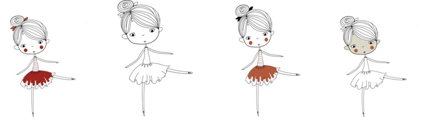 Four little ballerina girls.  Vector file for designs. © TATYANA
