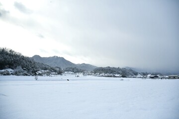 Fototapeta na wymiar 田舎の雪景色