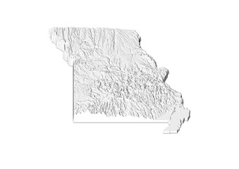 A map of Missouri, Missouri map in joyplot style. Minimalist poster of Missouri map to demonstrate state topography in 3D like style.
