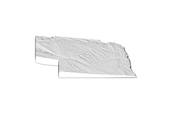 A map of Nebraska, Nebraska map in joyplot style. Minimalist poster of Nebraska map to demonstrate state topography in 3D like style.