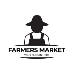 Farmers market emblem label badge. Food shop sign template. Organic food slogan