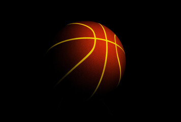 basketball ball on black background 3D render