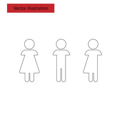 Web Vector toilet icons. Man, female, indeterminate gender. Restroom.