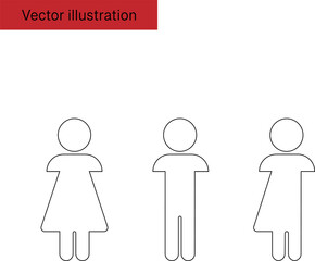 Web Vector toilet icons. Man, female, indeterminate gender. Restroom.