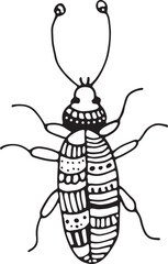 Beetle drawn with a black outline Vector file for designs.