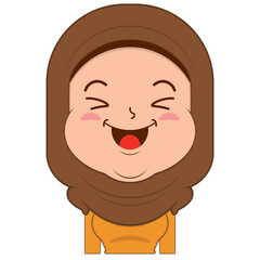 muslim girl happy face cartoon cute