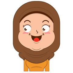 muslim girl happy face cartoon cute