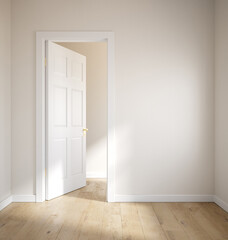 Wall mockup in empty home interior, 3d render