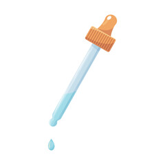 Pipette with a drop on a white background. Vector illustration. Сan be used for cosmetic, medical and other needs. Pipette icon.