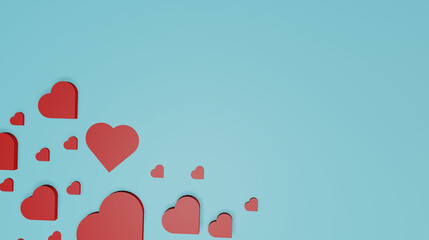 Valentine day background. Many red hearts. 