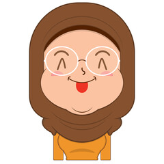 muslim girl playful face cartoon cute