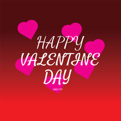 Happy Valentines Day background with pink paper hearts and writing. Soft luxury cover holiday background. Horizontal holiday poster, add, header, website, article. Vector illustration