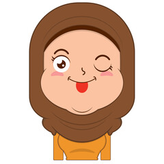 muslim girl playful face cartoon cute
