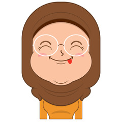 muslim girl playful face cartoon cute