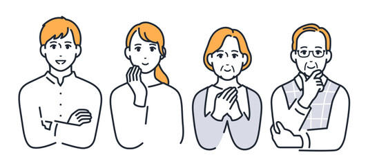 笑顔の家族のシンプルなベクターイラストセット素材