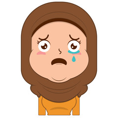 muslim girl crying and scared face cartoon cute