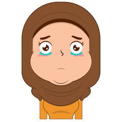 muslim girl crying and scared face cartoon cute